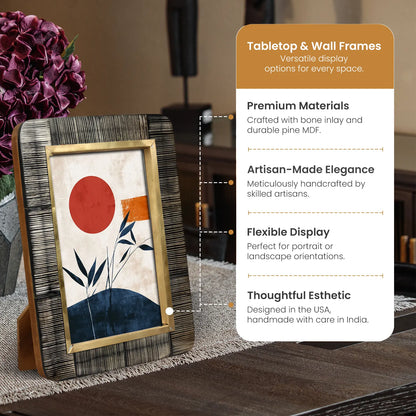 Horn Inlay Shagrin Picture Photo Frames Brown - Rounded Corners, 4x6 5x7 – Wholesale picture frames