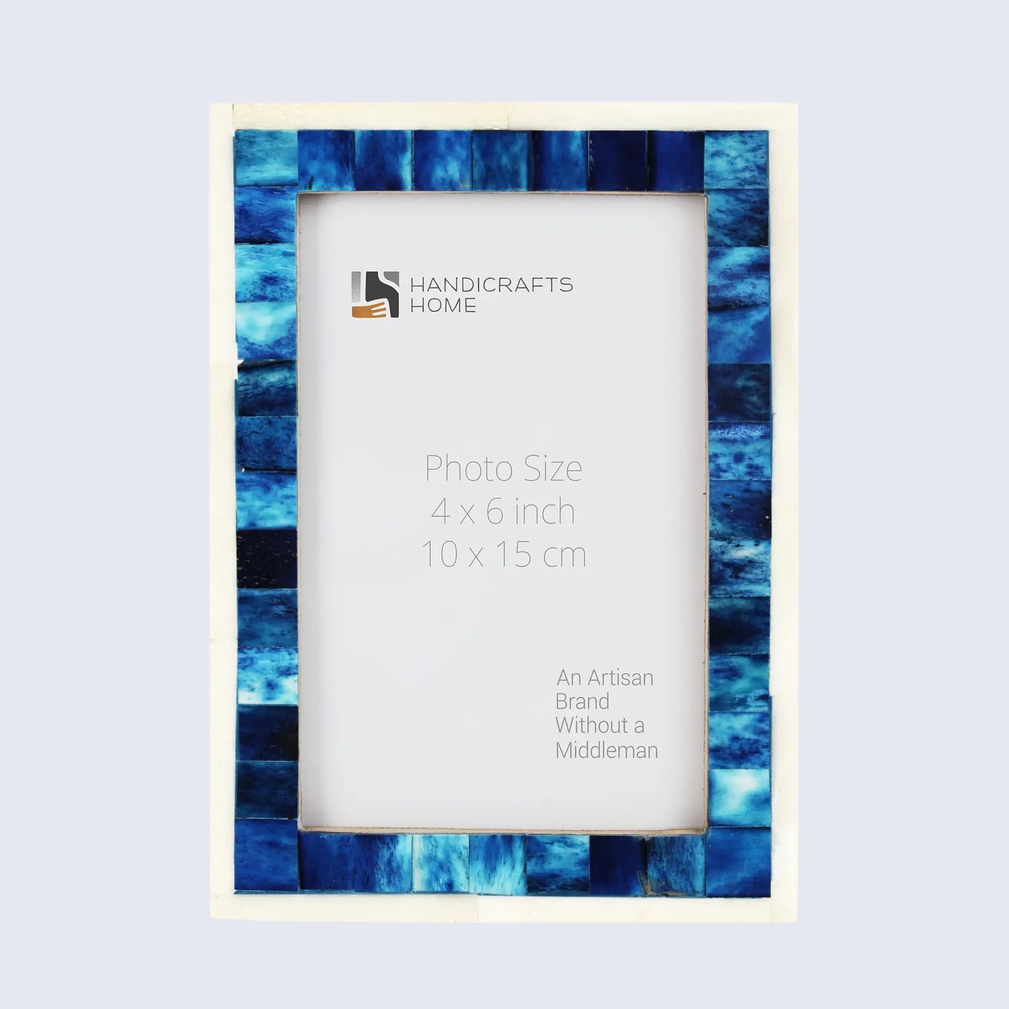 Picture Frames Mosaic Pattern Bone Inlay Collection in 3 Sizes, Blue