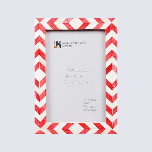 Picture Frames Mosaic Chevron Pattern Bone Inlay Collection in 3 sizes, Red – Wholesale picture frames