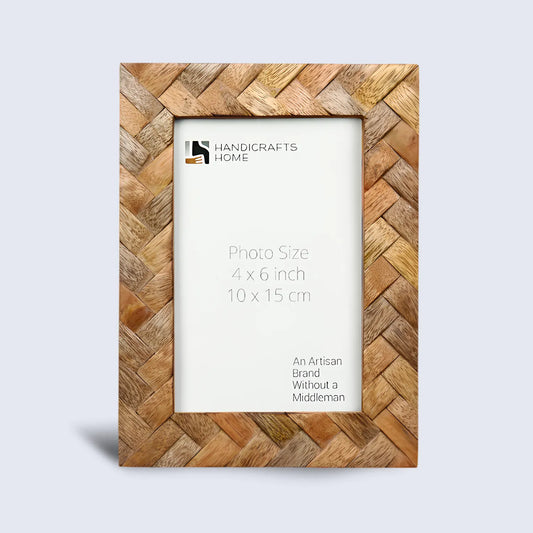 Wood Inlay Cinnamon Plaits Pattern Picture Photo Frame - 4x6 – Wholesale picture frames