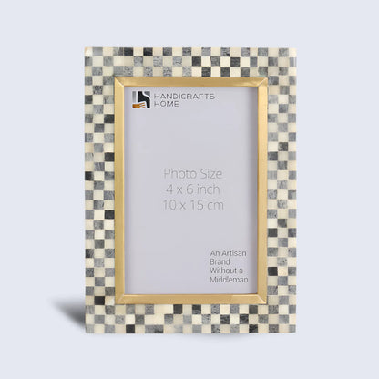 Bone Inlay & Brass Checkered Pattern Picture Frame - 4x6 – Wholesale picture frames