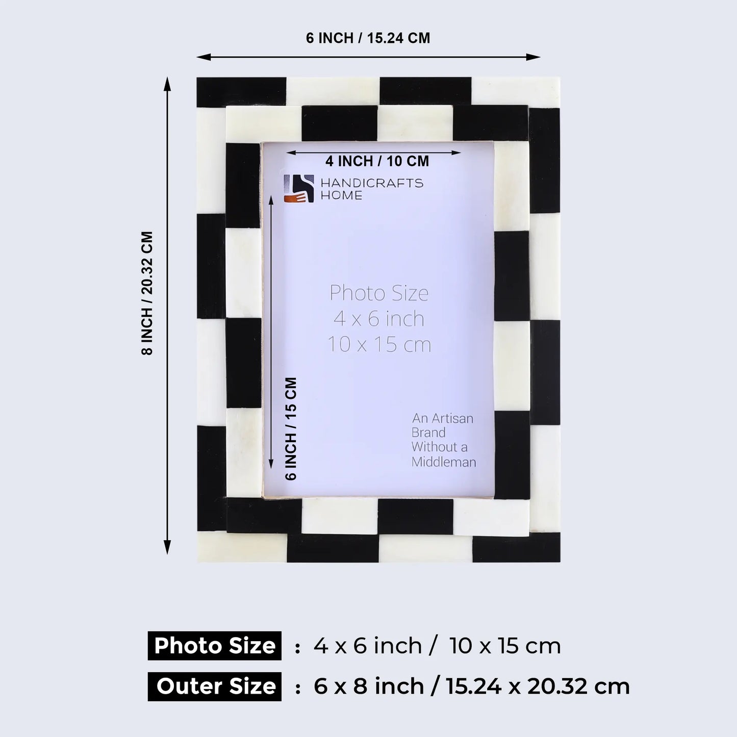 Picture Frames Silhouette Shuffled Pattern Bone Inlay Collection in 3 Sizes