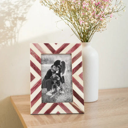 Picture Frames Chevron Pattern Bone Inlay in 2 Sizes- Purple