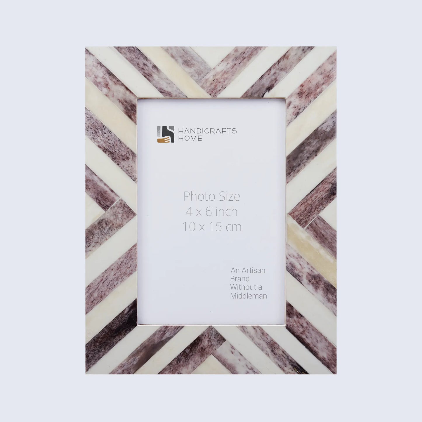 Picture Frames Chevron Pattern Bone Inlay Collection in 2 Sizes, Make to Order, Brown