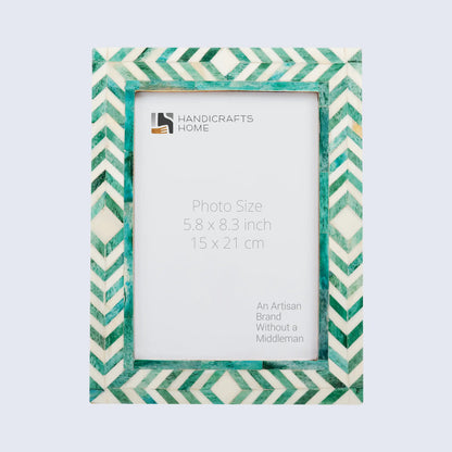 Picture Frames Taj Pattern Bone Inlay Collection in 25 Sizes, Green