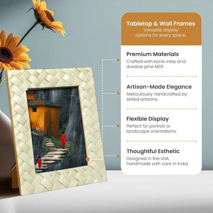 White Bone Inlay Braided Pattern Frame 4x6 & 5x7 – Wholesale picture frames