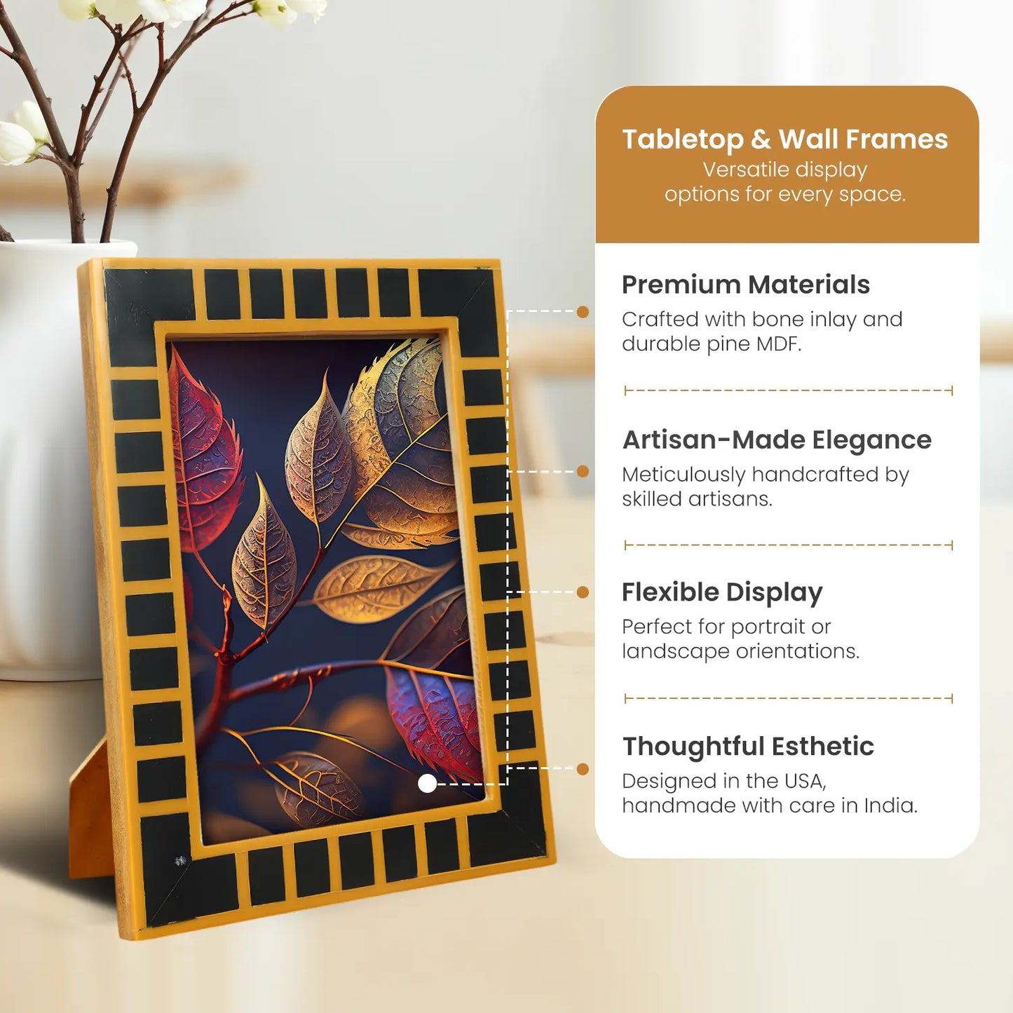 Black Square Resin Inlay Picture Frame 4x6 & 5x7 – Wholesale picture frames