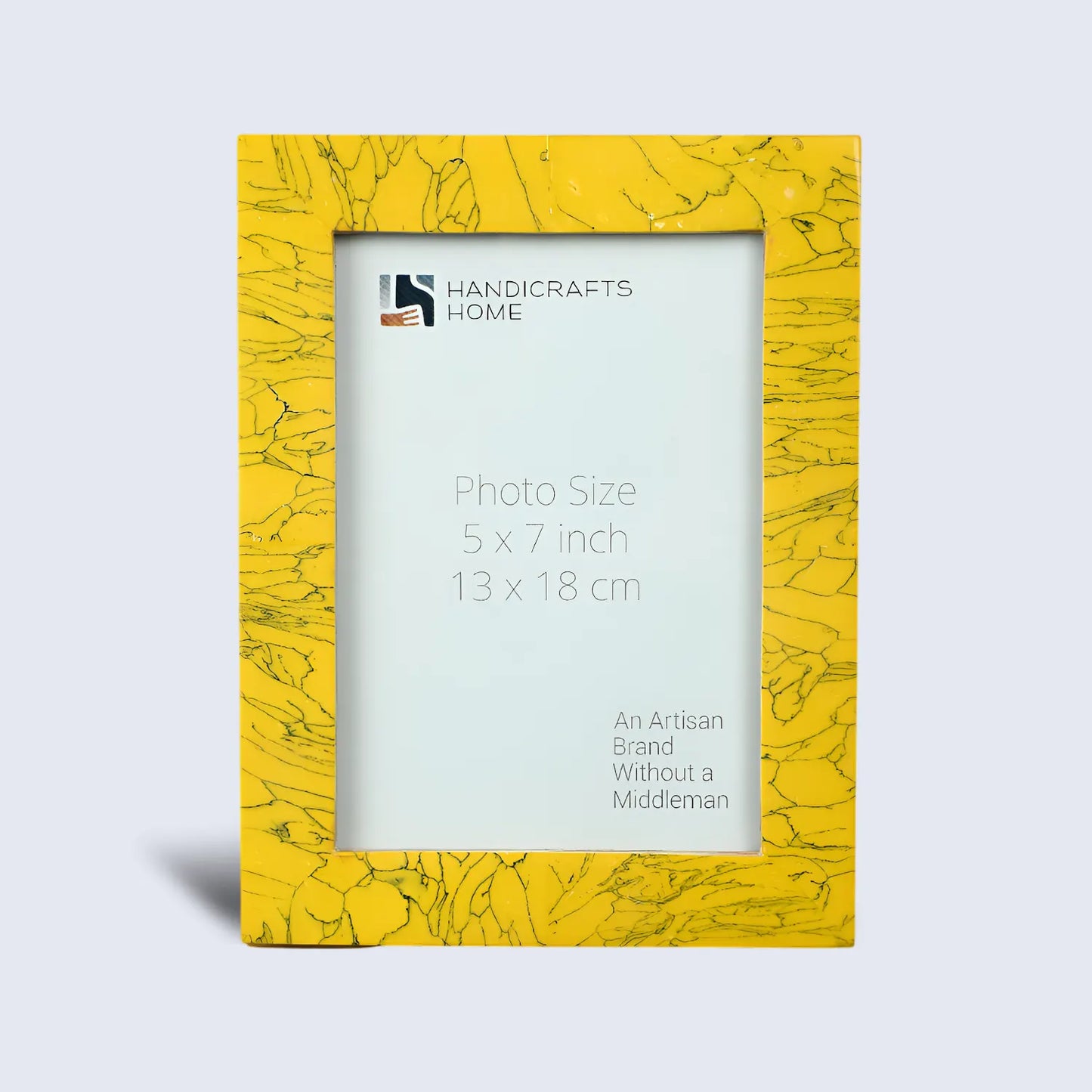 Resin Inlay Handmade Yellow Picture Frame for Wall & Tabletop - 5x7