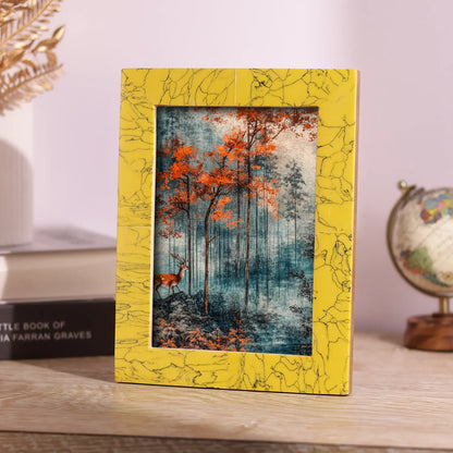 Resin Inlay Handmade Yellow Picture Frame for Wall & Tabletop - 5x7