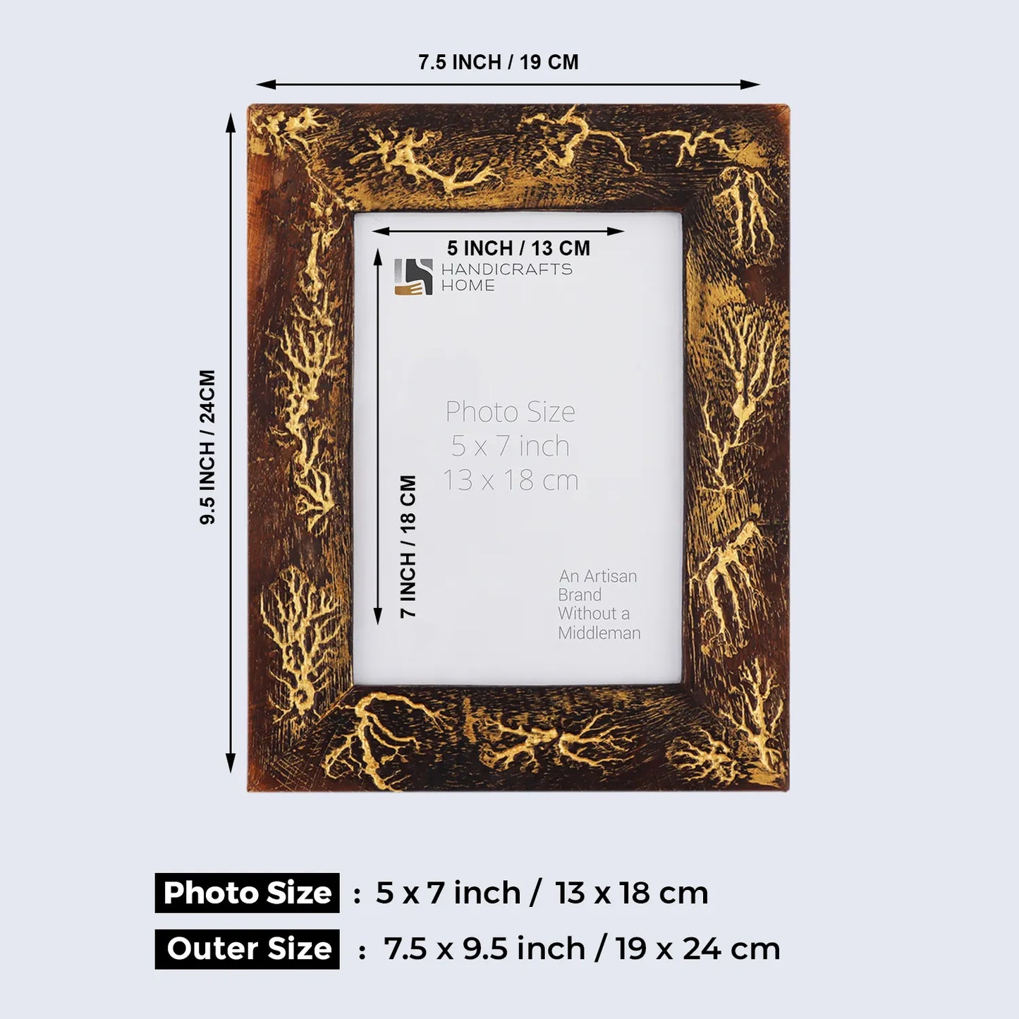 Picture Frames Roots & Stem Pattern Wooden Collection in 5x7