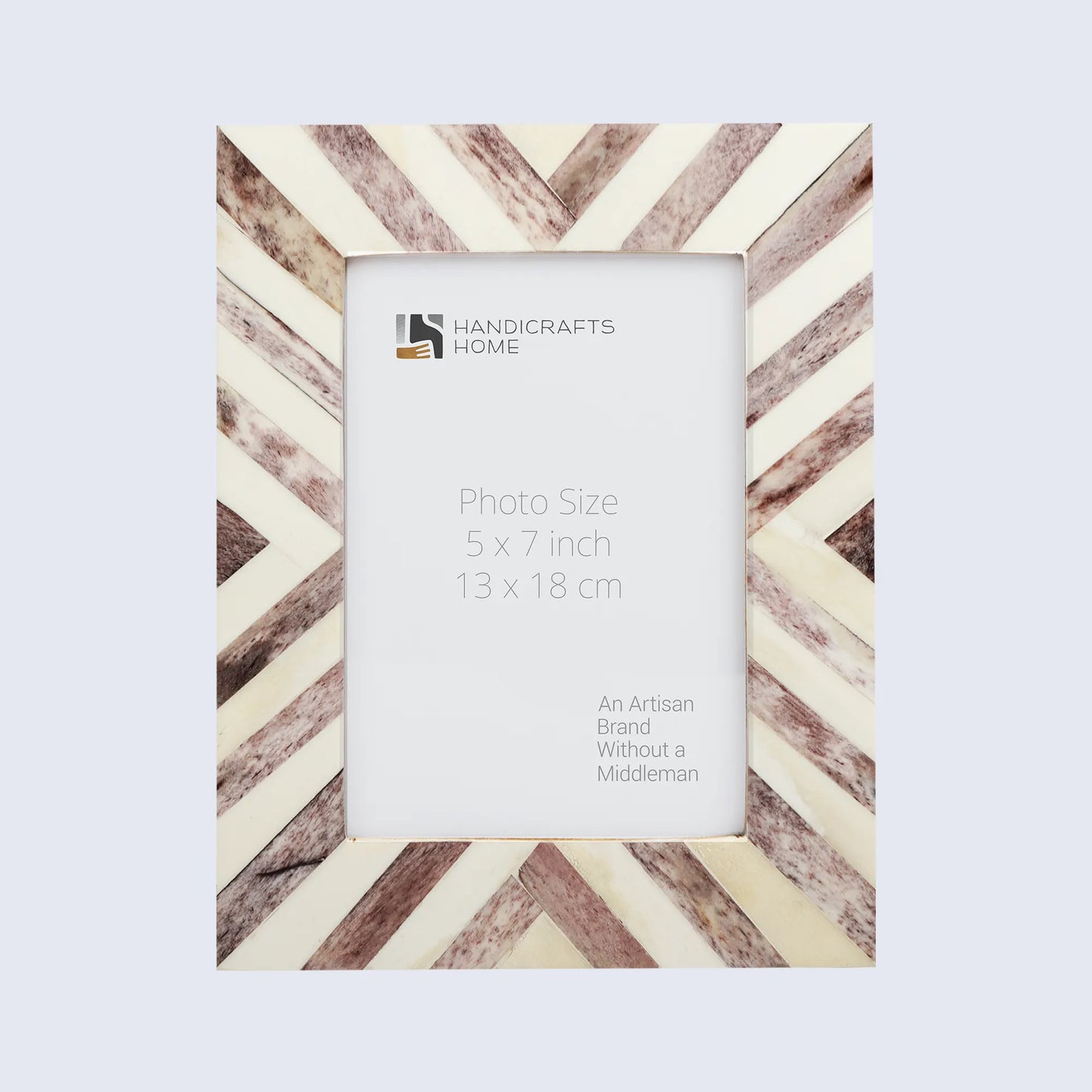 Picture Frames Chevron Pattern Bone Inlay Collection in 2 Sizes, Make to Order, Brown
