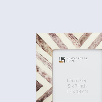Picture Frames Chevron Pattern Bone Inlay Collection in 2 Sizes, Make to Order, Brown