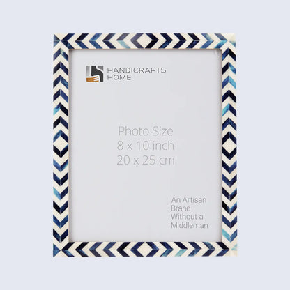 Picture Frames Taj Pattern Bone Inlay Collection in 27 Sizes, Blue