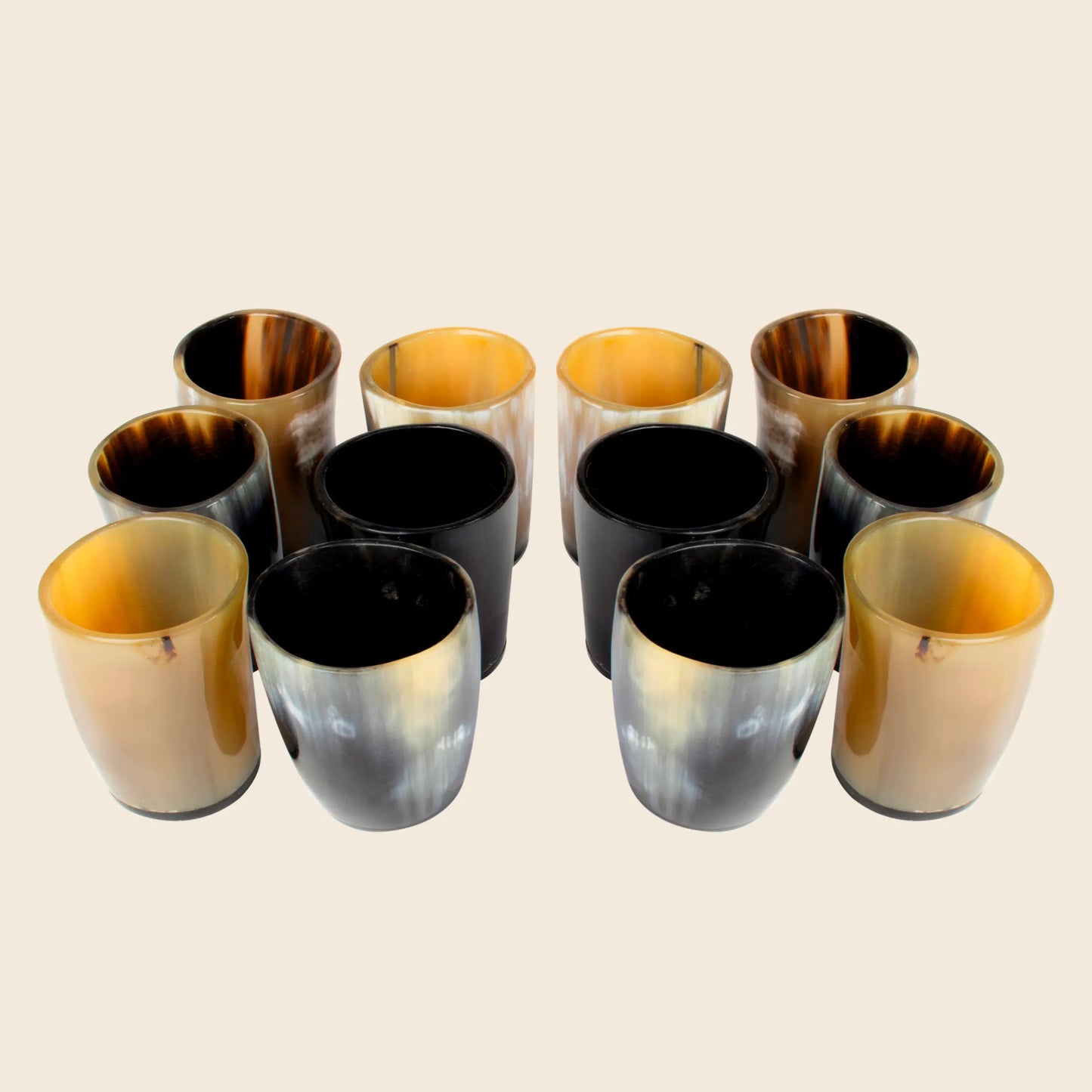 Horn Whiskey Shot Glasses Pack 12 - Holds Upto 6.5 oz, Natural