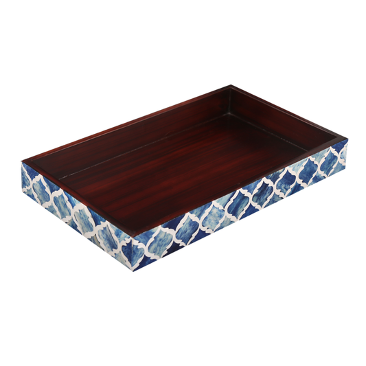Countertop and Vanity Tray - Handmade Moroccan Pattern 10x6 Towel Tray - Blue White