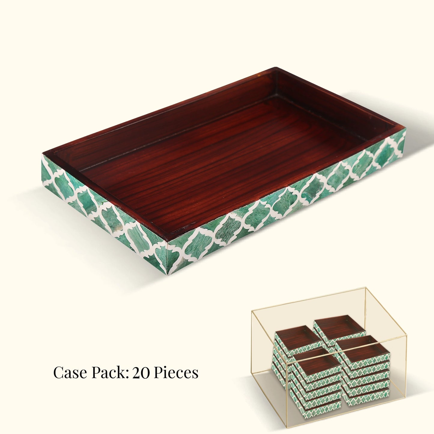 Decorative Towel Trays,Green & White, Pack of 20