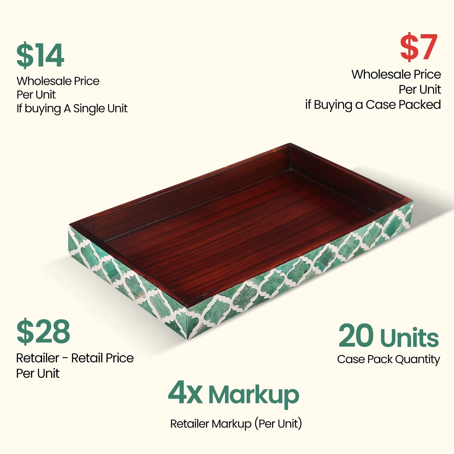 Decorative Towel Trays,Green & White, Pack of 20