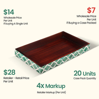 Decorative Towel Trays,Green & White, Pack of 20