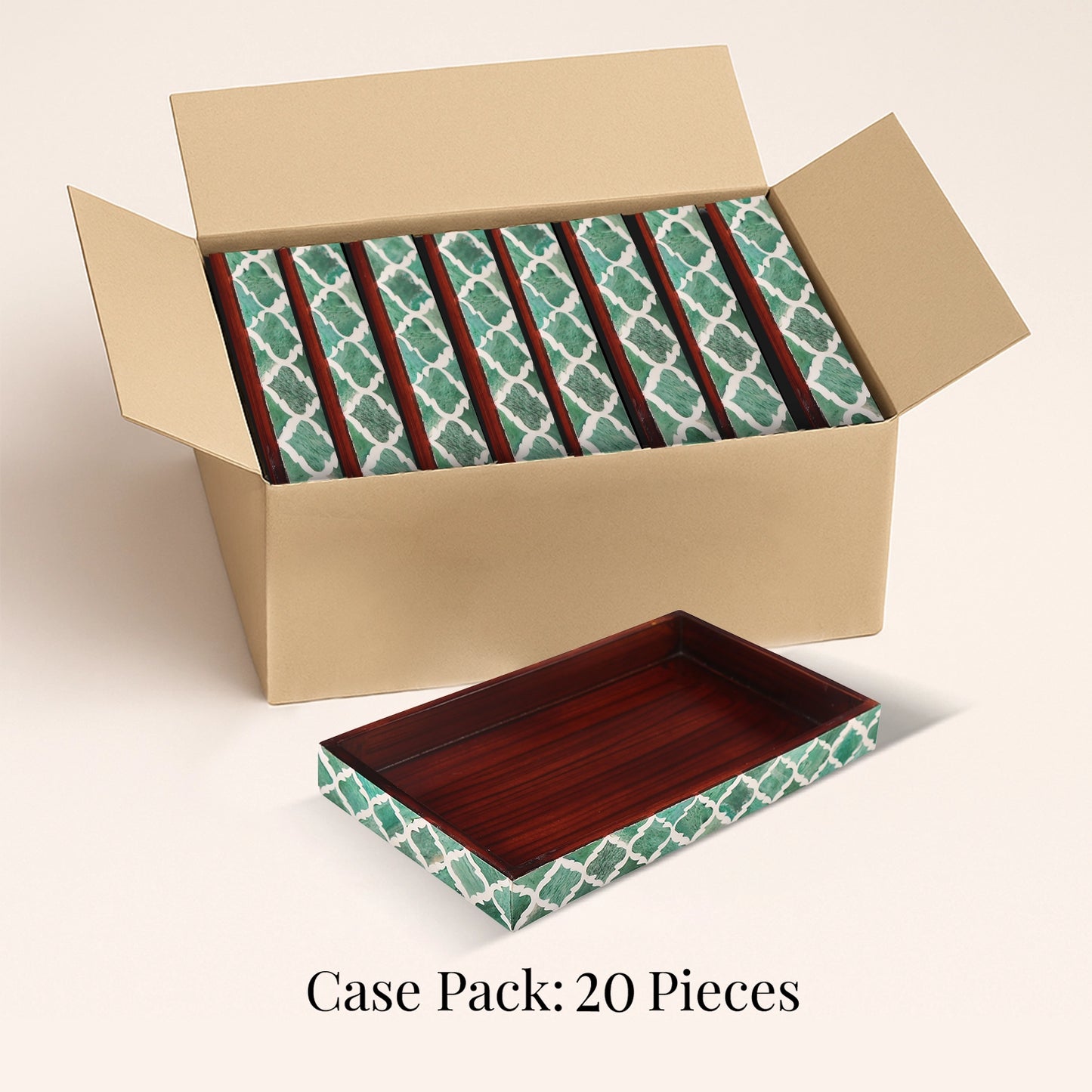 Decorative Towel Trays,Green & White, Pack of 20