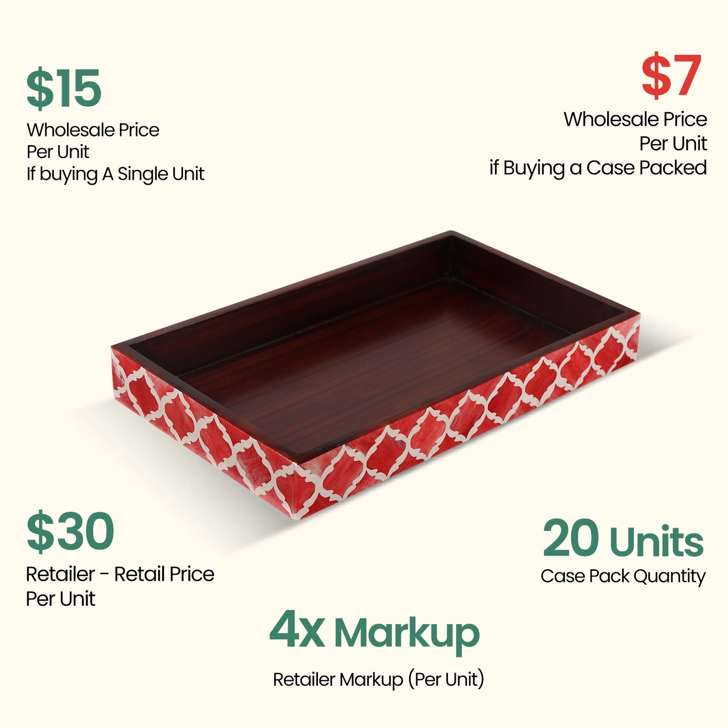 Decorative Towel Trays,Red & White, Pack of 20