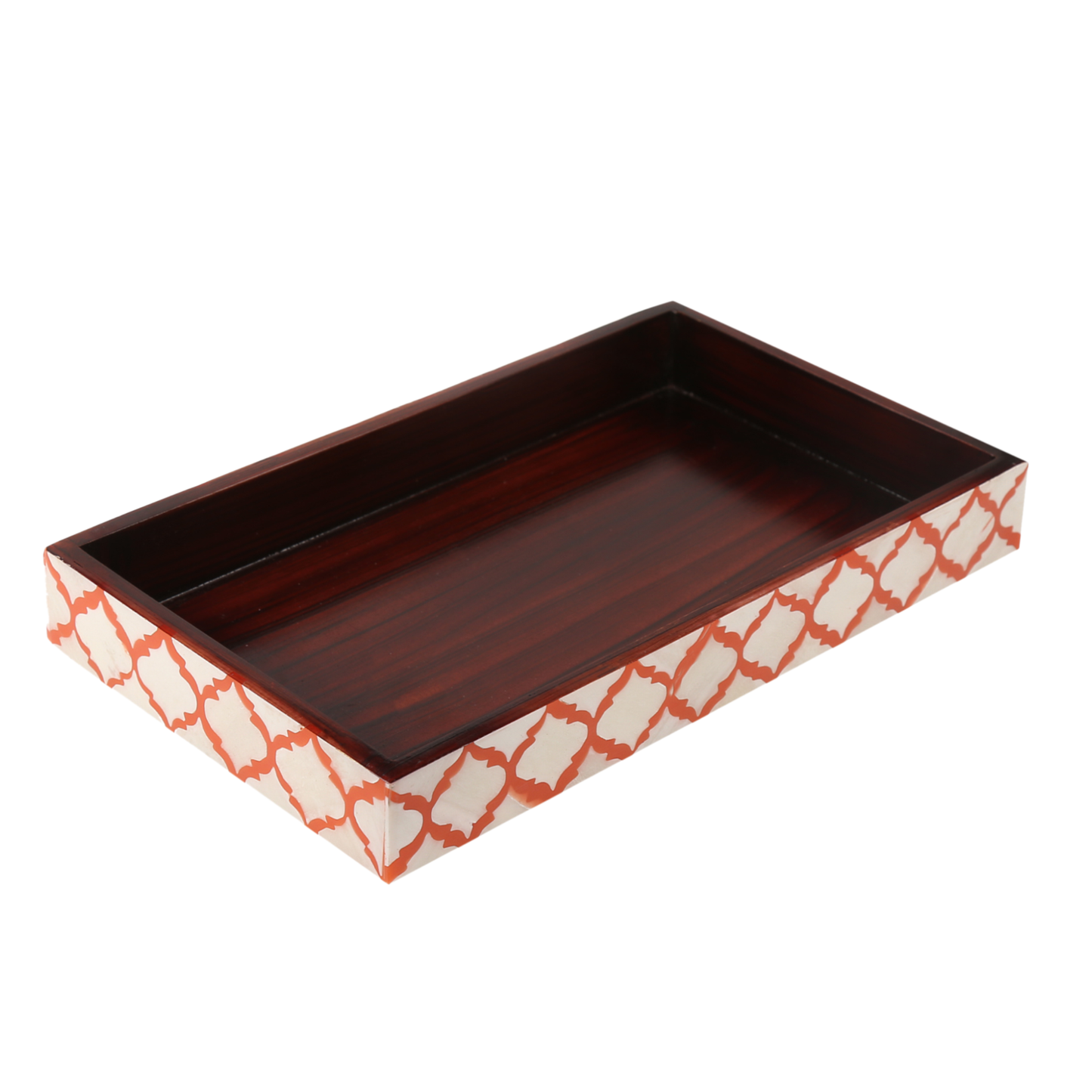 Countertop and Vanity Tray - Handmade Moroccan Pattern 10x6 Towel Tray - White & Red