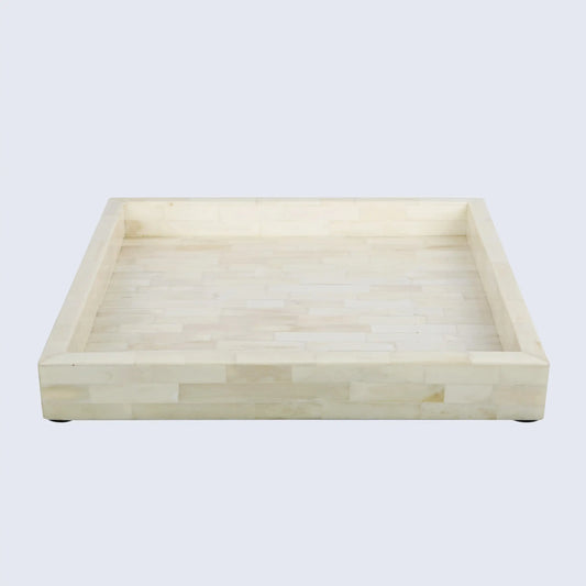 Decorative Trays Plain White Pattern Bone Inlay Collection in 2 Sizes