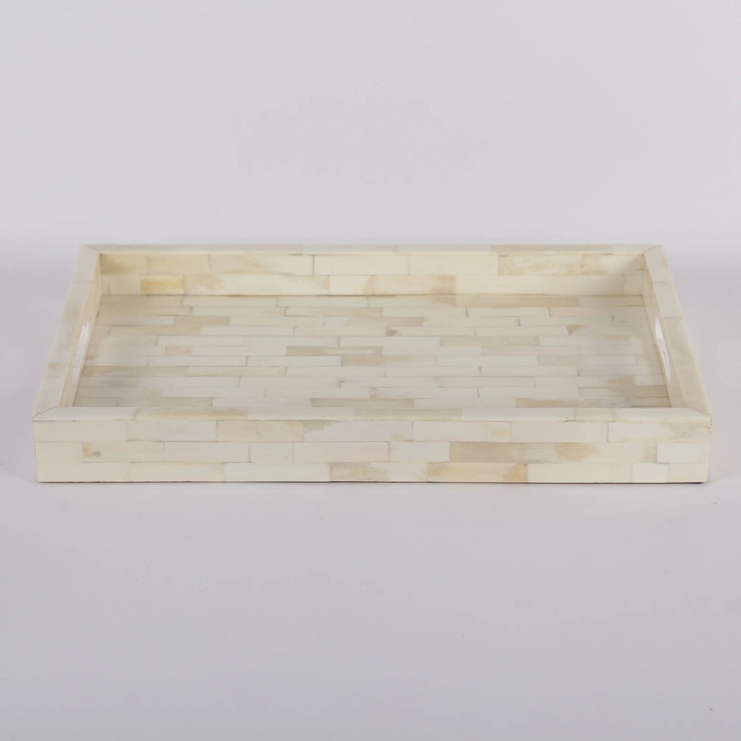 Decorative Trays Plain White Pattern Bone Inlay Collection in 2 Sizes