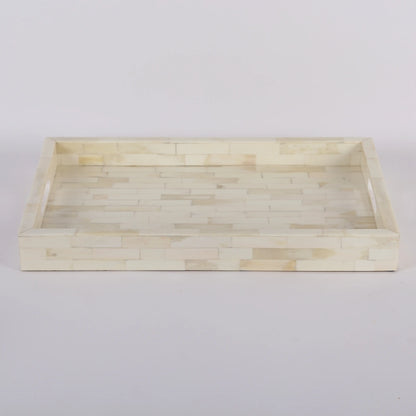 Decorative Trays Plain White Pattern Bone Inlay Collection in 2 Sizes