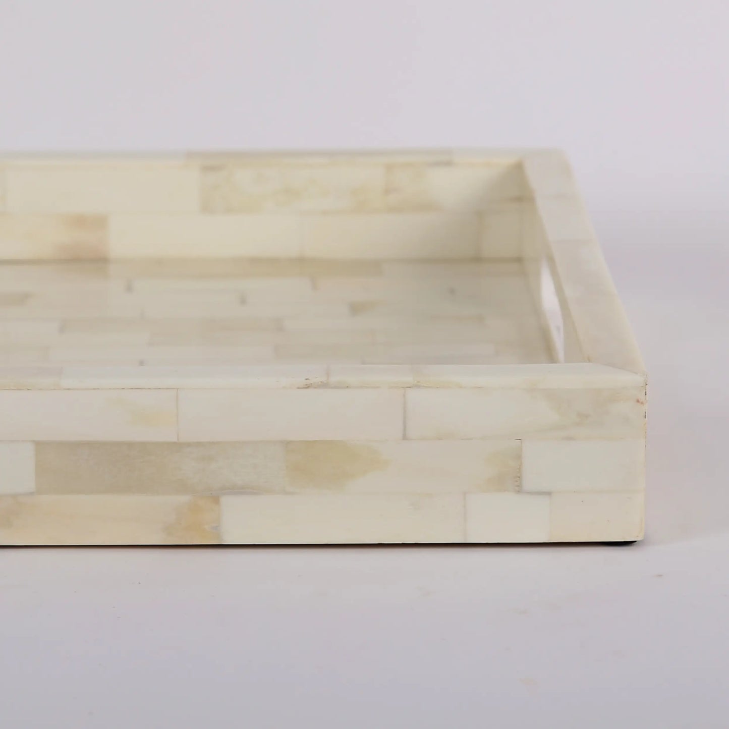Decorative Trays Plain White Pattern Bone Inlay Collection in 2 Sizes