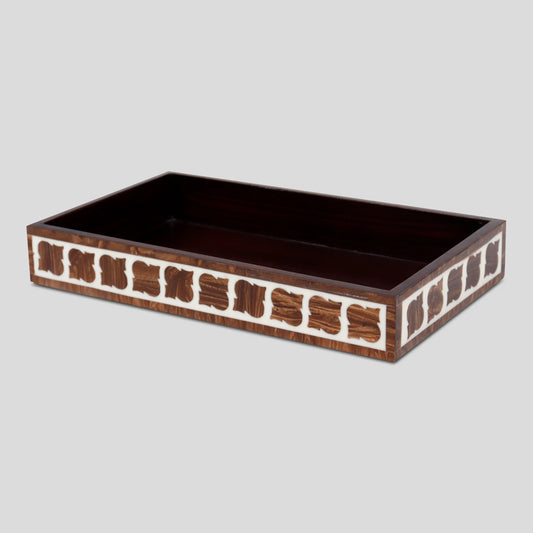 Vanity Trays Illusion Yinyang Pattern Resin Inlay Collection in 10x6, Brown