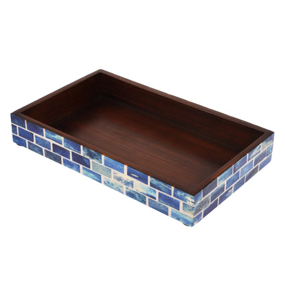 Countertop and Vanity Tray - Parlour Bond  Collection Blue 10x6 inches