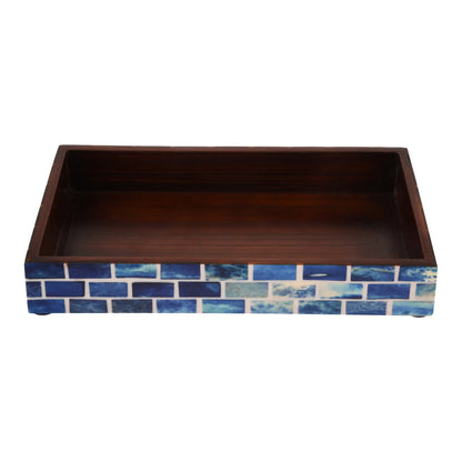 Countertop and Vanity Tray - Parlour Bond  Collection Blue 10x6 inches