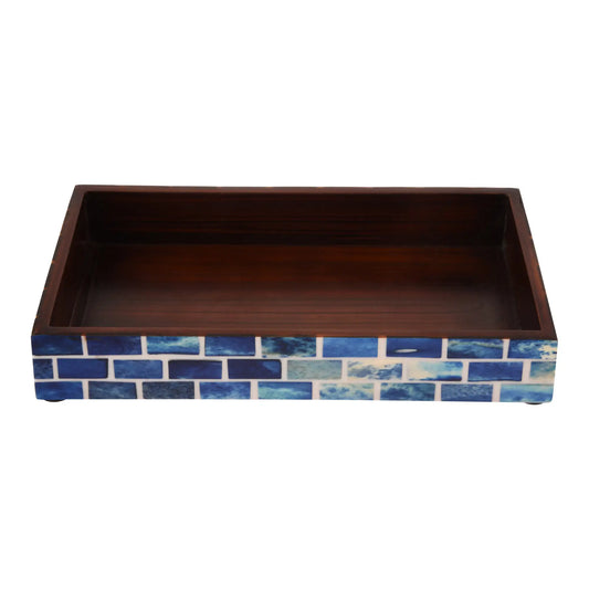 Countertop and Vanity Tray - Parlour Bond  Collection Blue 10x6 inches