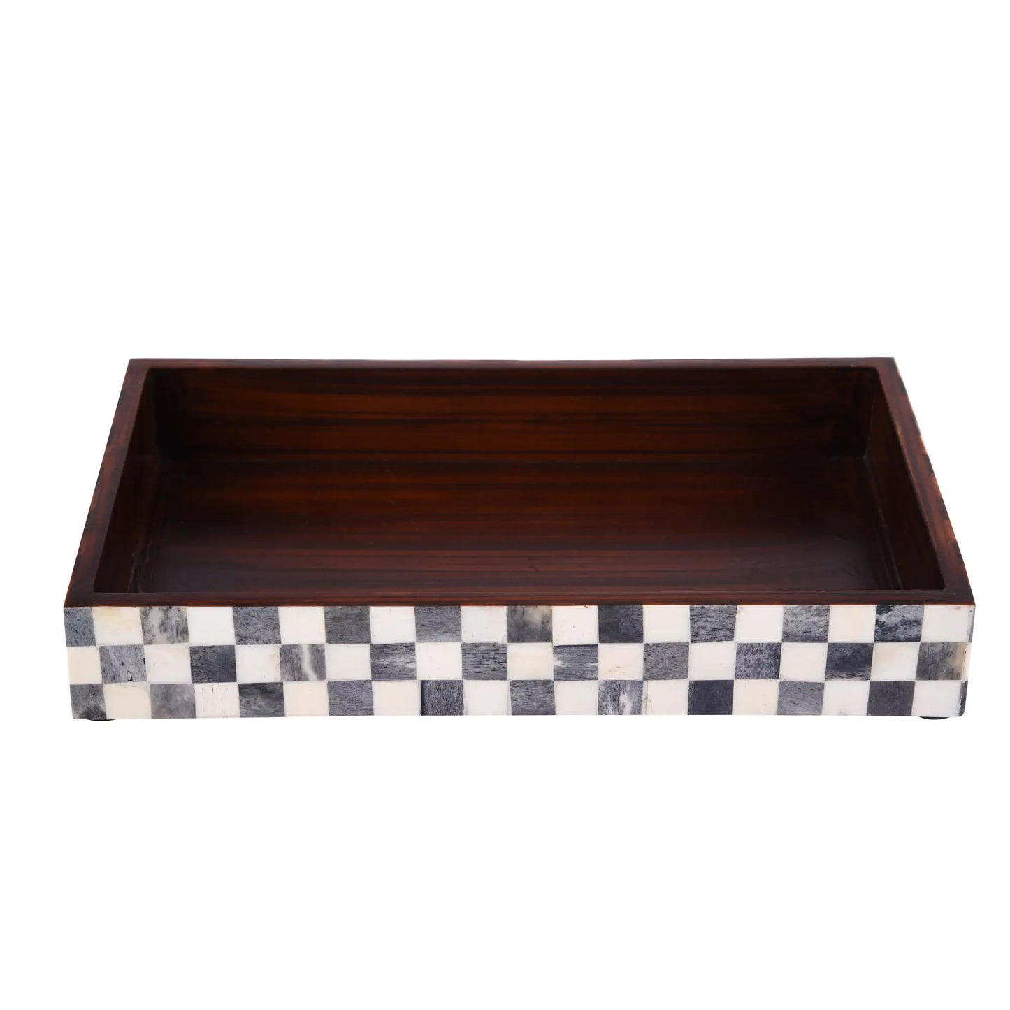 Countertop and Vanity Tray - Parlour Checkered Black & White 10x6 inches