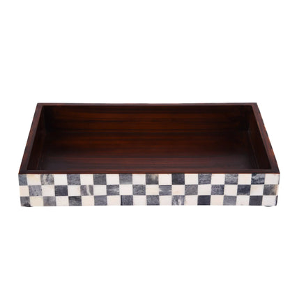 Countertop and Vanity Tray - Parlour Checkered Black & White 10x6 inches