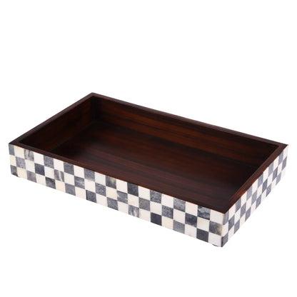 Countertop and Vanity Tray - Parlour Checkered Black & White 10x6 inches