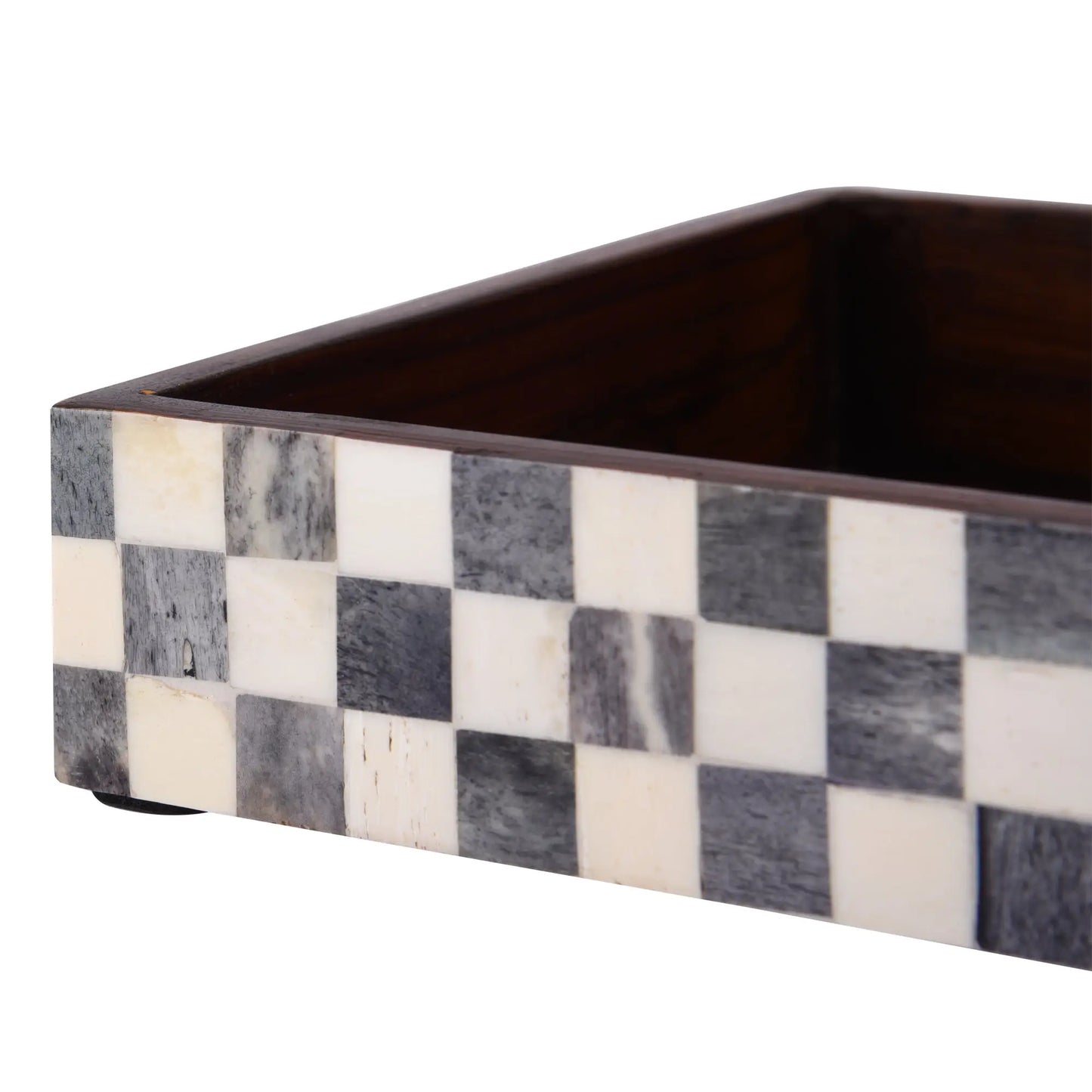 Countertop and Vanity Tray - Parlour Checkered Black & White 10x6 inches