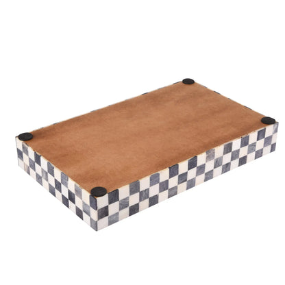 Countertop and Vanity Tray - Parlour Checkered Black & White 10x6 inches
