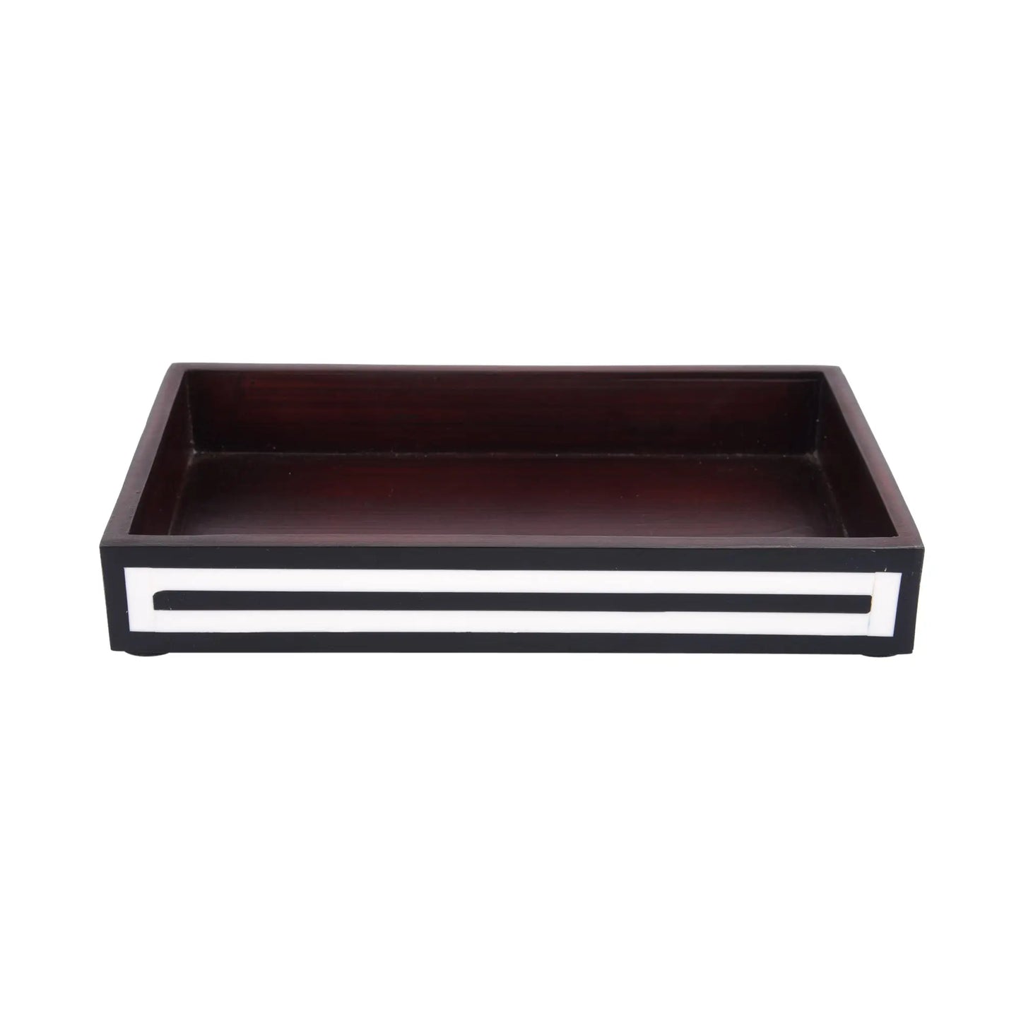 Countertop and Vanity Tray - Parlour Concentric Pattern Black & White 10x6 inches