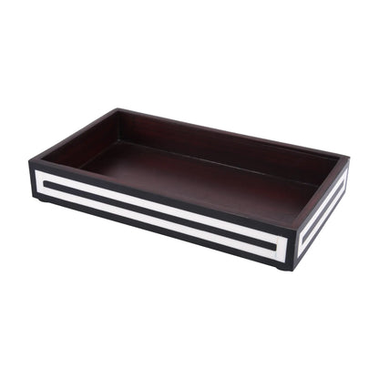 Countertop and Vanity Tray - Parlour Concentric Pattern Black & White 10x6 inches