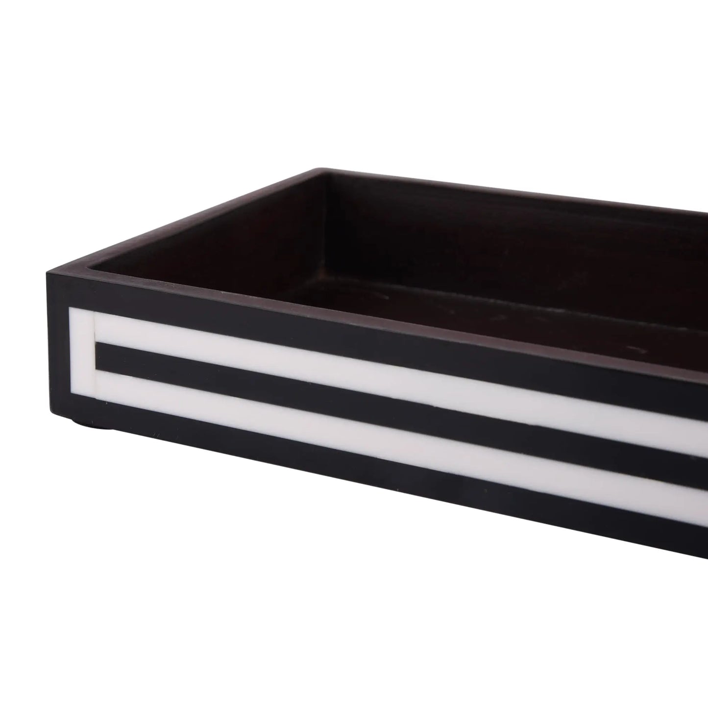 Countertop and Vanity Tray - Parlour Concentric Pattern Black & White 10x6 inches