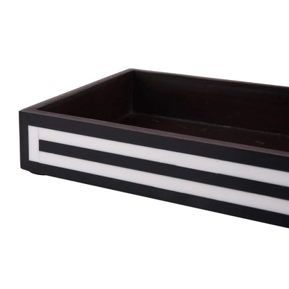 Countertop and Vanity Tray - Parlour Concentric Pattern Black & White 10x6 inches