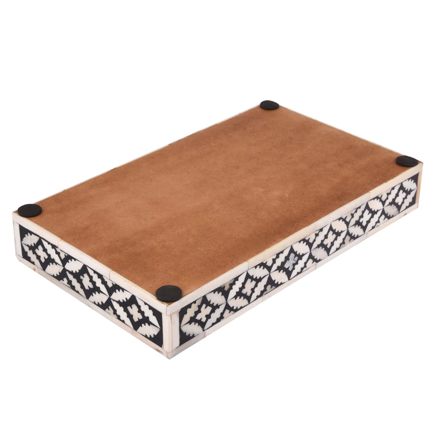 Countertop and Vanity Tray -  Parlour-Rummy Pattern Black & White 10x6 Inches