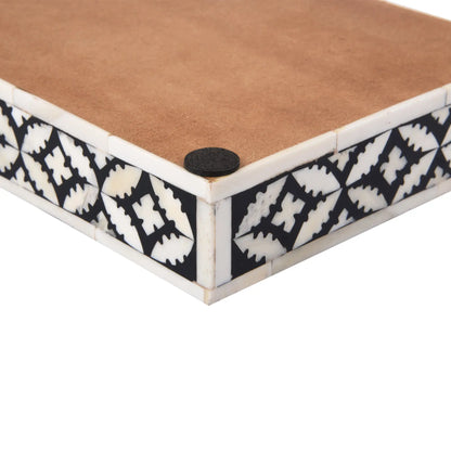 Countertop and Vanity Tray -  Parlour-Rummy Pattern Black & White 10x6 Inches