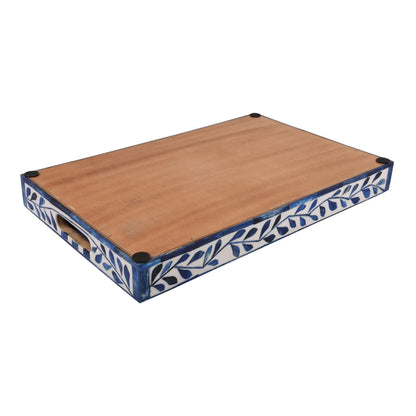 Decorative Trays Alhambra Azul Pattern Bone & Resin Inlay Collection in 2 Sizes