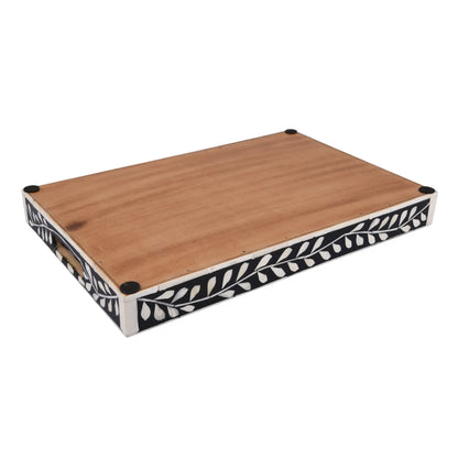 Decorative Trays Alhambra Negra Pattern Bone & Resin Inlay Collection in 2 Sizes