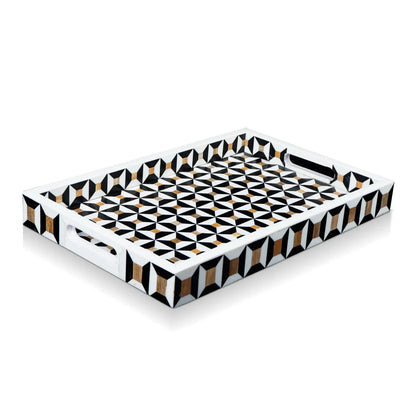 Decorative Trays Discovery Cypher Pattern Resin Inlay Collection in 2 Sizes