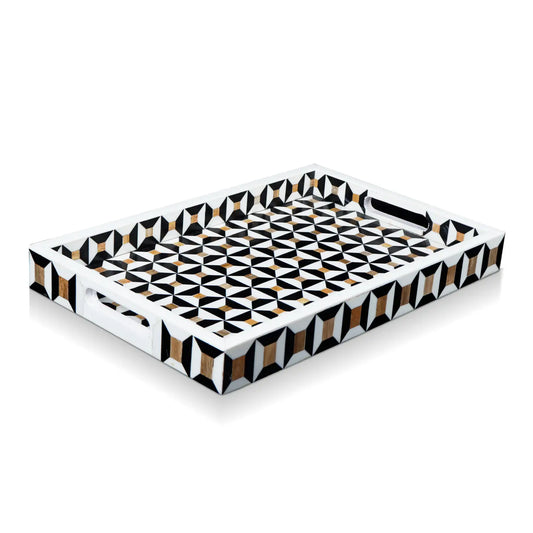 Decorative Trays Discovery Cypher Pattern Resin Inlay Collection in 2 Sizes