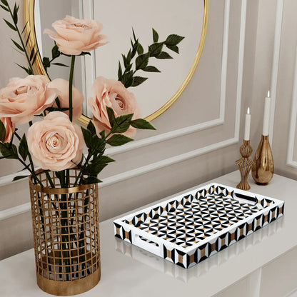 Decorative Trays Discovery Cypher Pattern Resin Inlay Collection in 2 Sizes