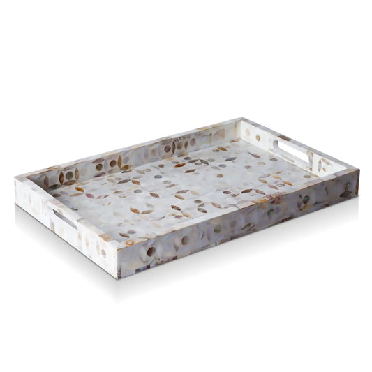 Decorative Trays Discovery Jewel Grande Pattern Mother of Pearl & Resin Inlay Collection in 2 Sizes